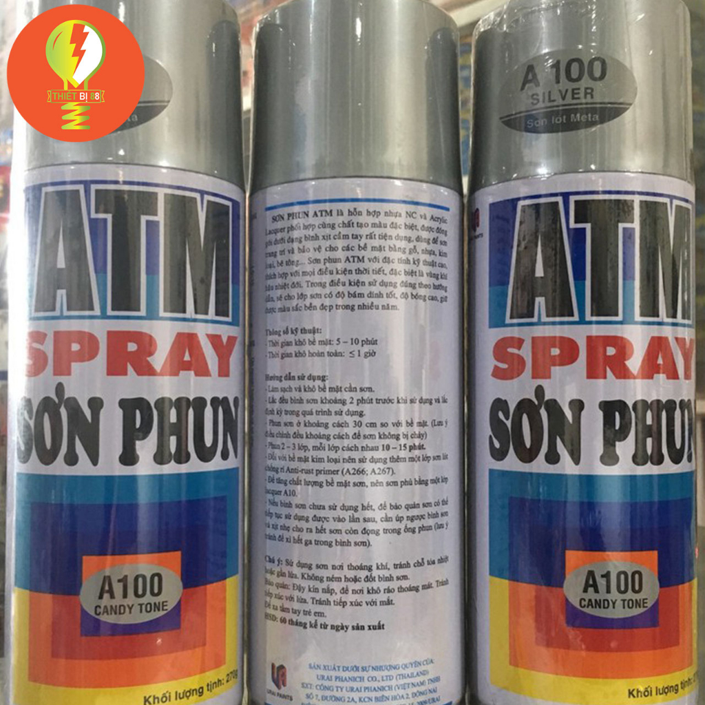 Sơn Xịt Xe Máy Màu Bạc Ánh Kim ATM A100 Chính Hãng