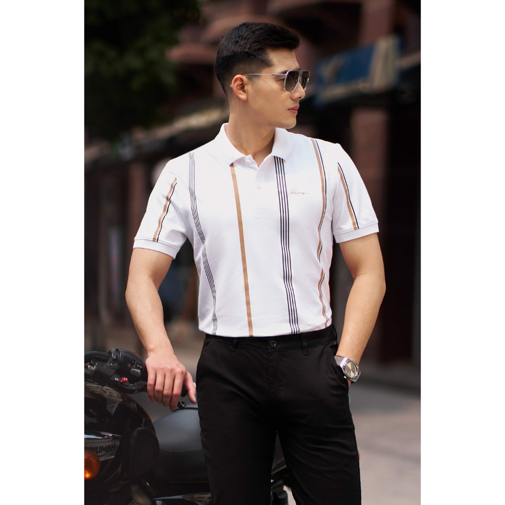 Áo Polo Nam 7APCH024 Biluxury Form Slimfit Ôm Vừa Tôn Dáng Phối Họa Tiết Line