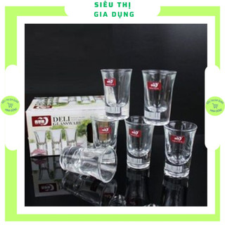 Bộ 6 chén uống rượu 35ml cao cấp, Chén uống rượu thủy tinh cao cấp dày dặn