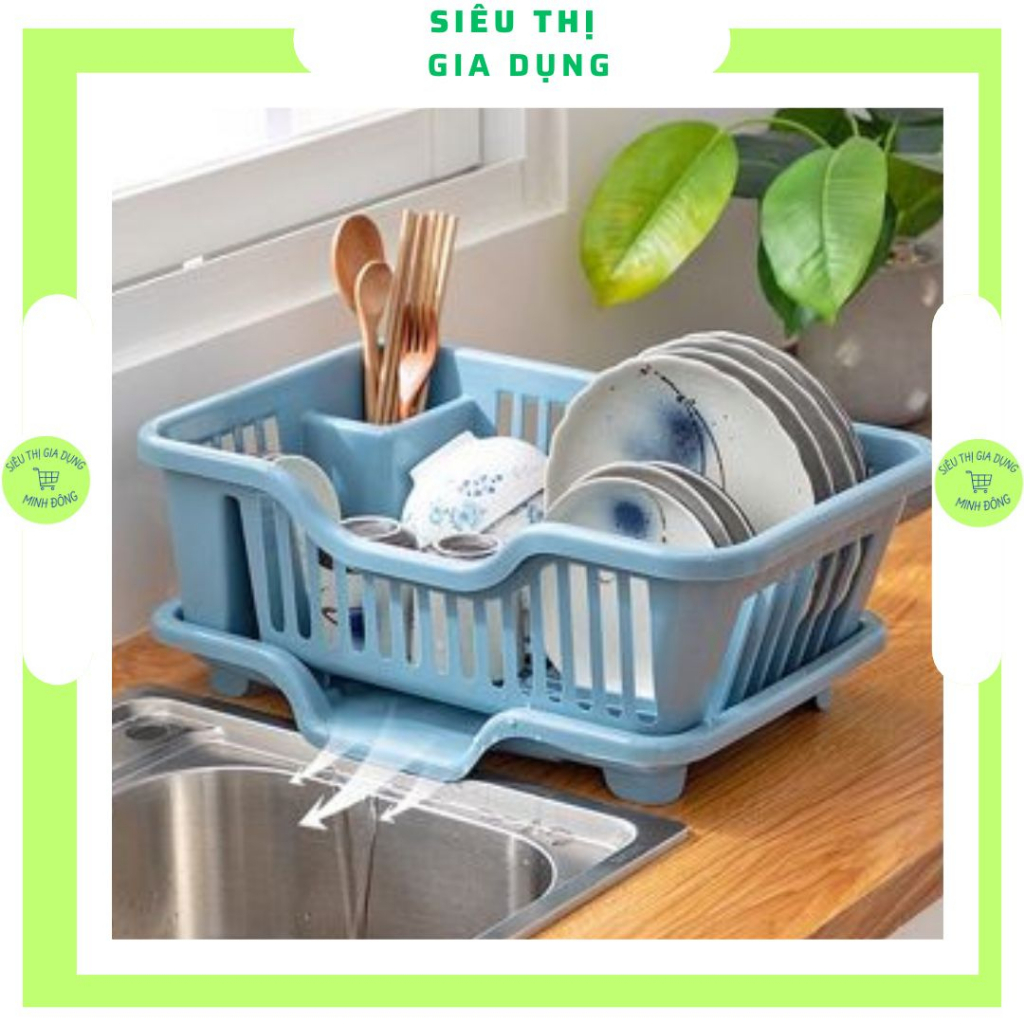Rổ úp bát kèm khay hứng thoát nước, Giá úp bát thoát nước đa năng