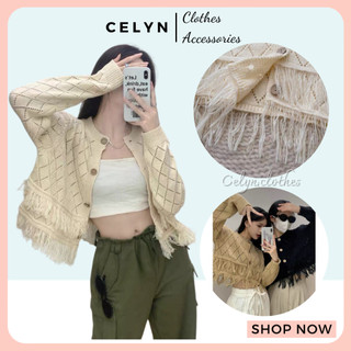 Áo khoác len gài nút lai phối tua rua tay dài hàng QC Celyn.clothes