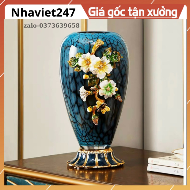 Lọ hoa,Bình cắm bông cao cấp mã 9002-Thủy tinh tráng men,xanh lục bảo,sang,cảnh,decor trang trí nhà cửa,quà tặng đẹp,rẻ