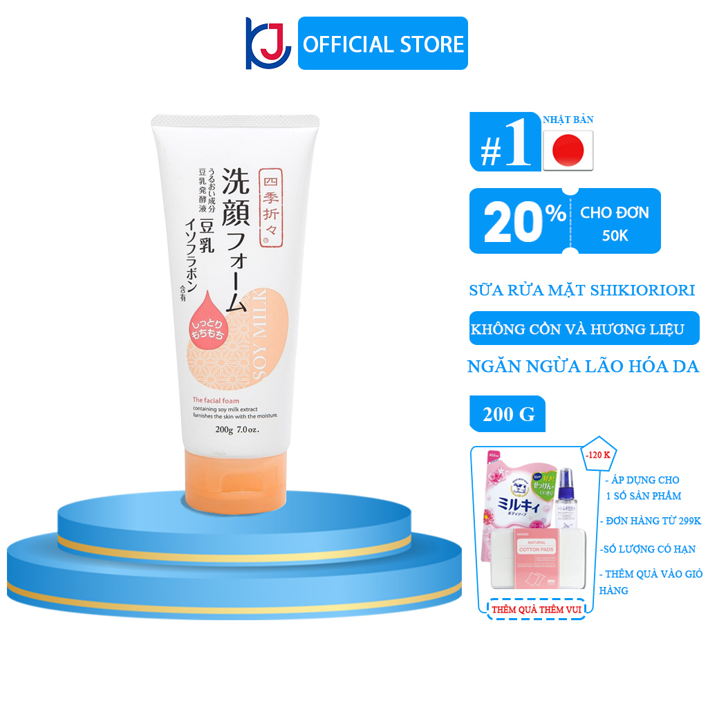 Sữa rửa mặt chiết xuất từ đậu nành Shikioriori Soy Milk Facial Foam 200g