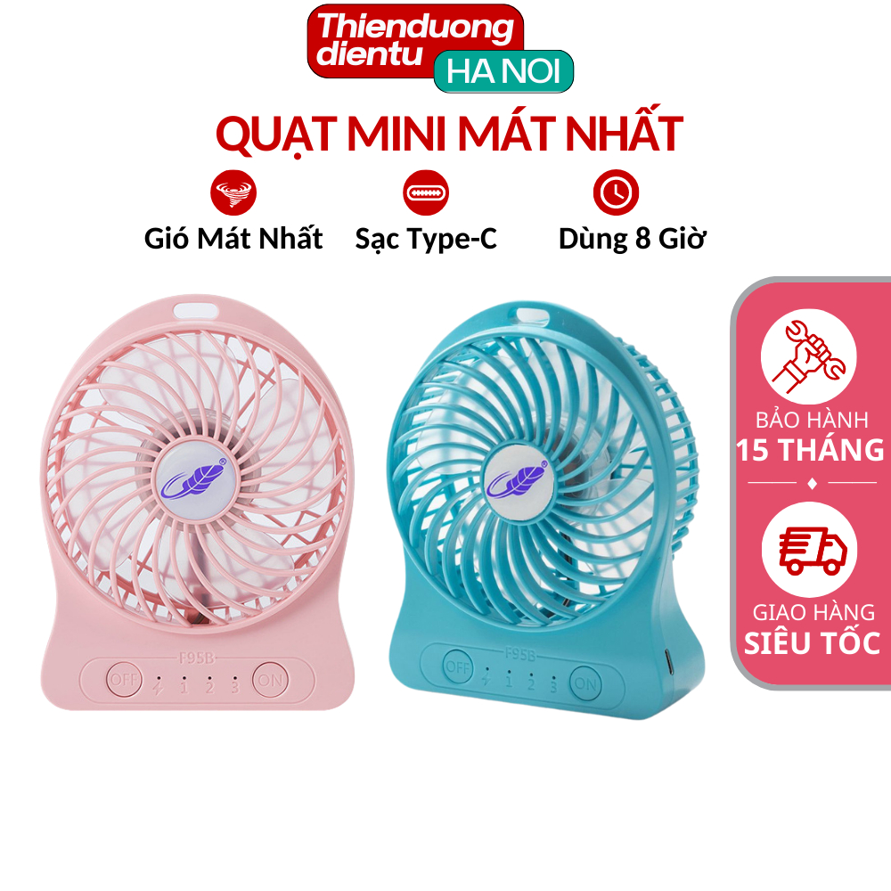 Quạt cầm tay mini gió Siêu Mát Storm F95 sạc Type-C pin lâu - Bảo hành 15 tháng