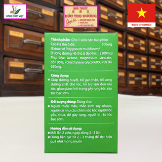 Hà Thủ Ô Đỏ - Hàm Lượng Cao - viên uống hỗ trợ mọc đen tóc, giúp tóc chắc khỏe, bổ gan thận
