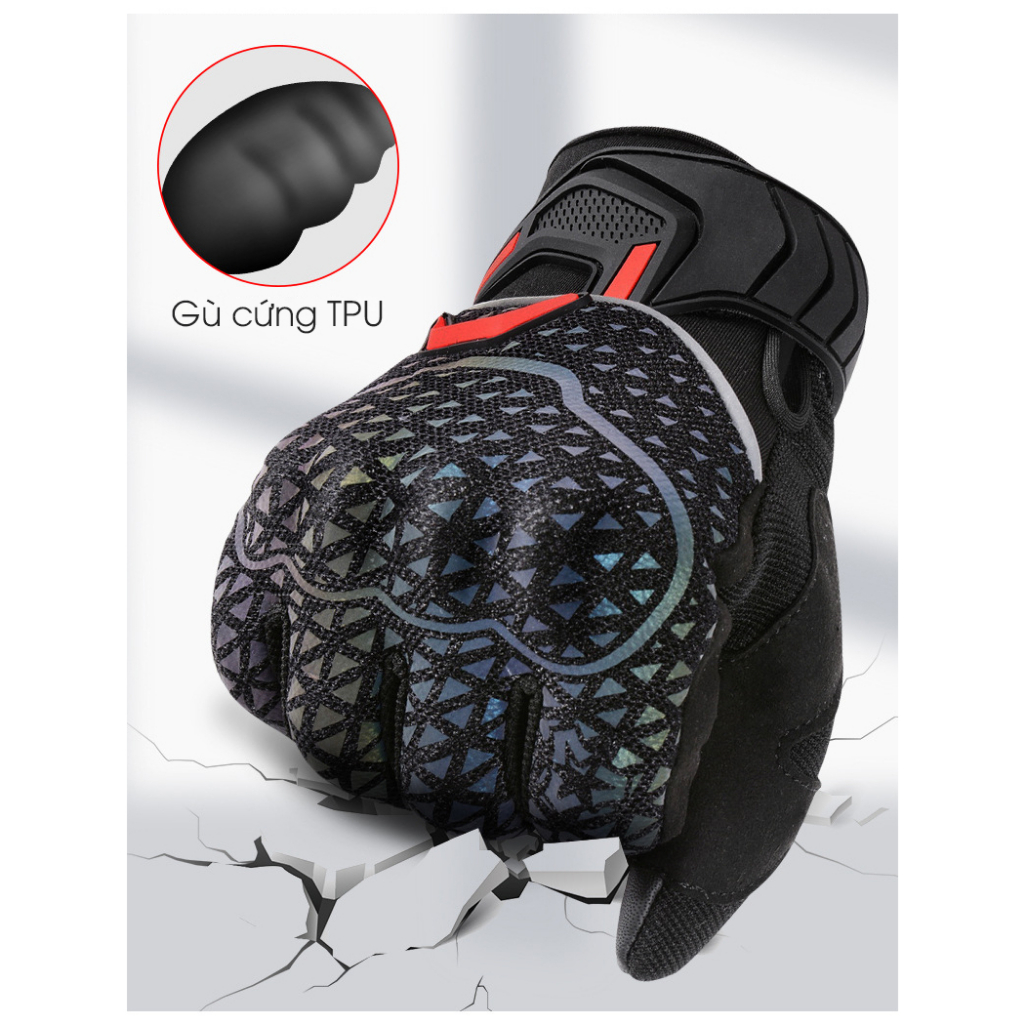 ZÓNG® Găng tay biker phản quang ngón cảm ứng VEMAR VE17