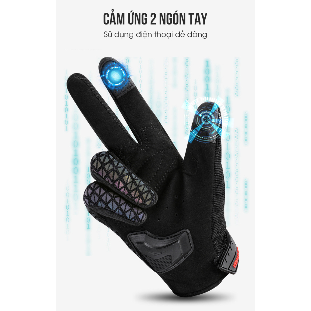 ZÓNG® Găng tay biker phản quang ngón cảm ứng VEMAR VE17