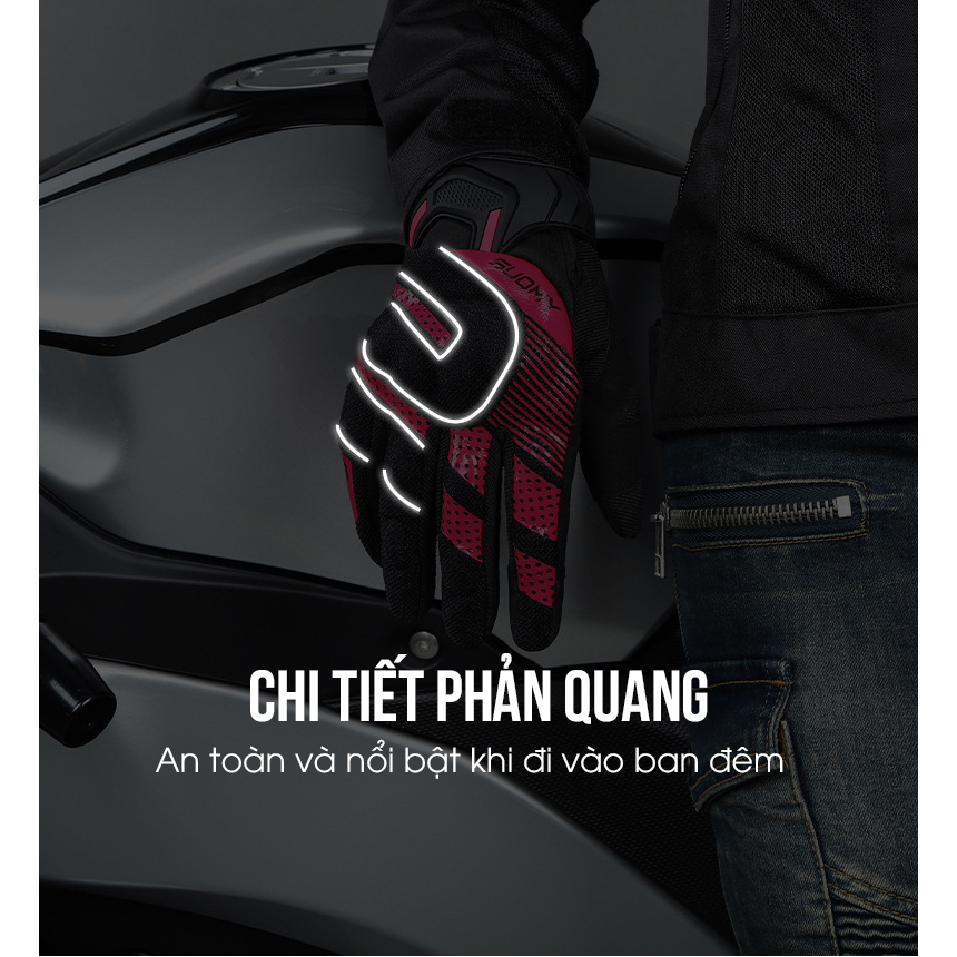 ZÓNG® Găng tay biker ngón cảm ứng cao cấp SUOMY SU12