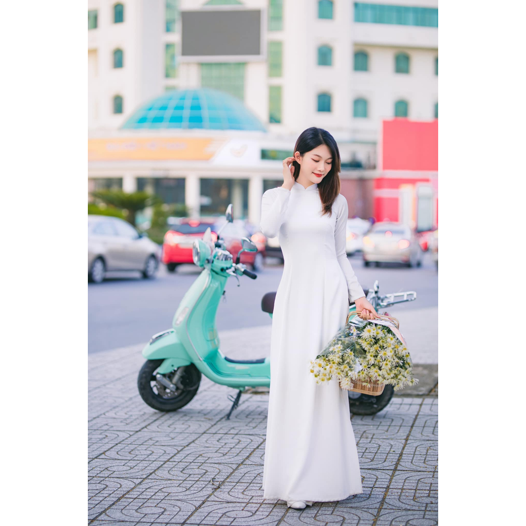 [Mã BMLT35] Áo dài chụp kỷ yếu, áo dài trắng 2 tà, áo dài học sinh, sinh viên chất liệu lụa mỹ by Quỳnh Hương