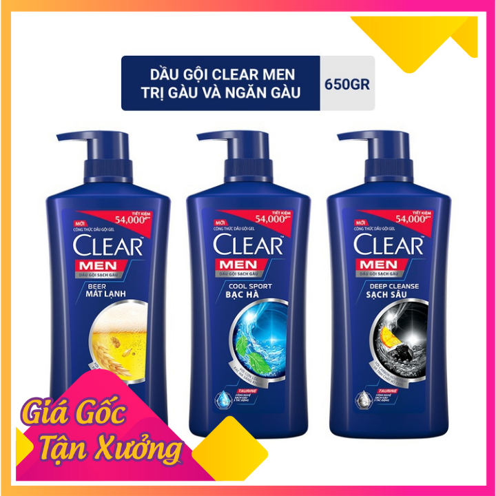 Dầu Gội Đầu Cho Nam CLEAR MEN Đánh Bay Gàu, Ngứa Và Vi Khuẩn Mát Lạnh Cực Đỉnh Suốt Ngày Dài 630g-Shop Mĩ Phẩm