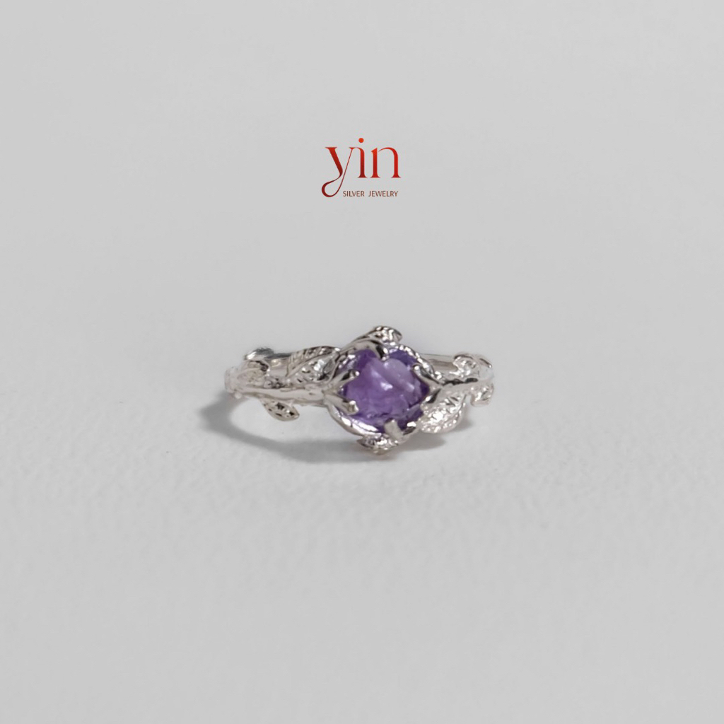 Nhẫn bạc nữ Peony Amethyst nữ tính - Yin Silver Jewelry