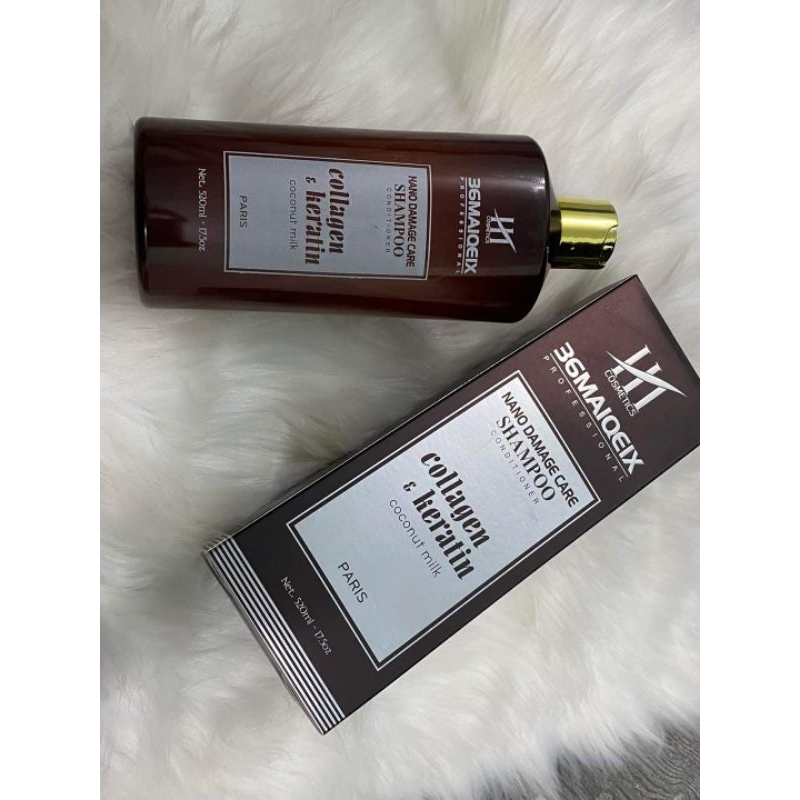 Dầu Gội Xả Hương Nước Hoa HT Cosmetics 36MAIQEIX COLLAGEN & KERTATIN Coconut Milk Paris NANO Damage Care  - Hair Care Q4