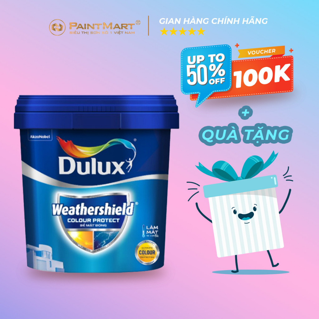 Sơn tường ngoài trời Dulux Weathershield Colour Protect lon 1 lít chống phai màu (Sơn ngoại thất)
