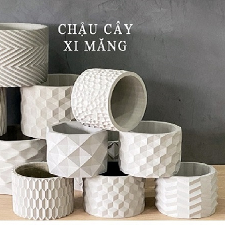Chậu xi măng trồng cây cảnh mini chính hãng SeeArt KT 11x11x8.5cm thích hợp trồng cây cảnh mini, xương rồng, sen đá