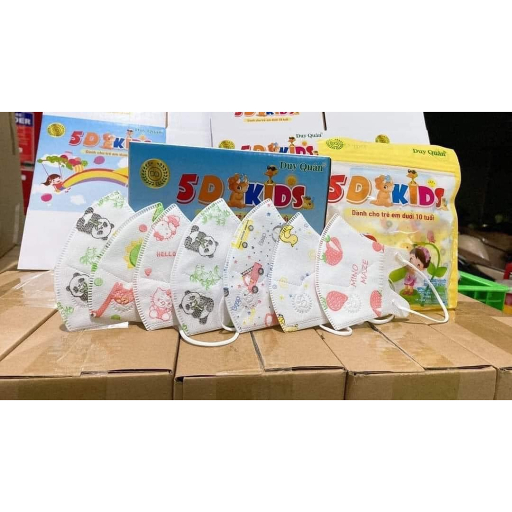 Khẩu trang 5d bé Duy Quân, Sét 50 chiếc , khẩu trang y tế bé ,khẩu trang bé in hình hoạ tiết cho bé 1-7 tuổi