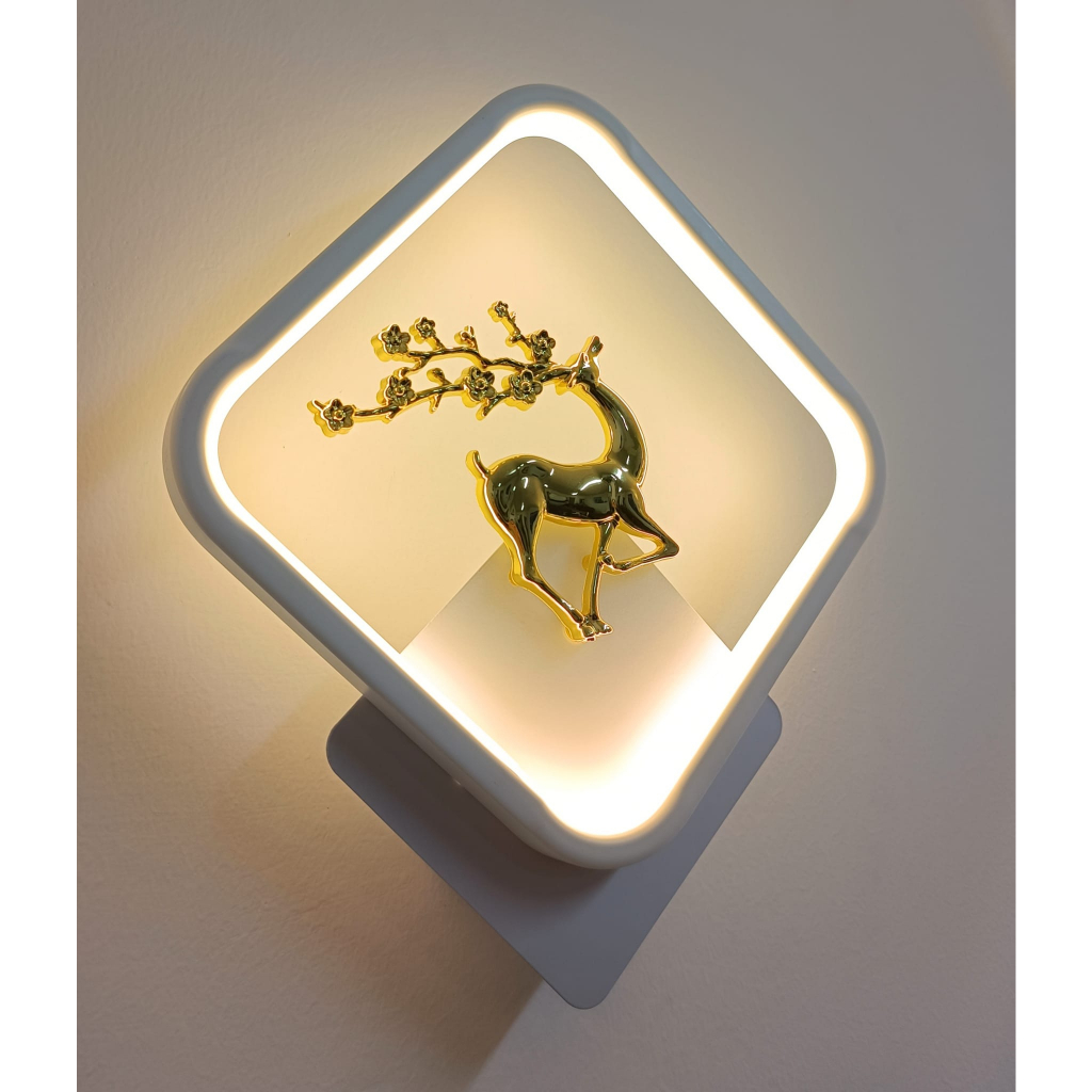 Đèn LED gắn tường hắt tường hình con hươu sừng trang trí ngoài trời Decor Hợp Kim Tĩnh Điện Mã 196