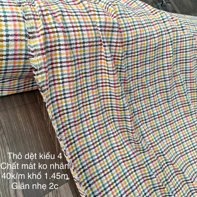 Vải Thô dệt kiểu linen siêu mát-100% coton không nhăn, may váy bộ, áo sơ mi, quần suông hè. 40k/m khổ 1.45m giãn nhẹ