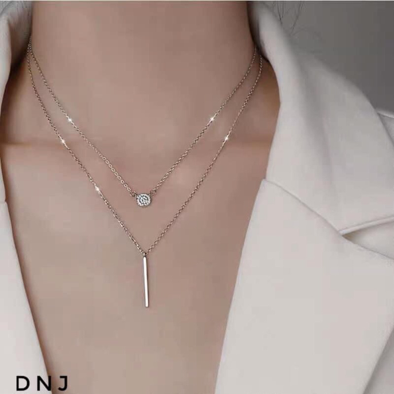 Dây chuyền 2 tầng, chất liệu bạc ta sáng bóng, mẫu mã xinh xắn