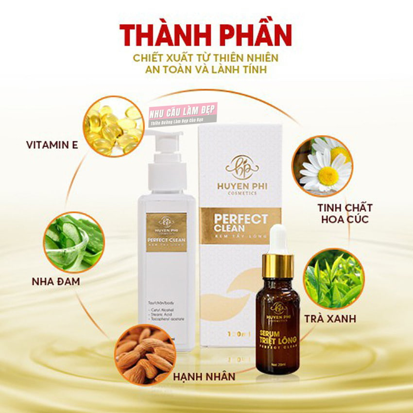Combo Kem Tẩy Lông Huyền Phi Và Serum Triệt Lông Huyền Phi Chính Hãng