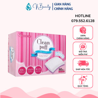 Bông tẩy trang Clean Puff Nhật Bản 80 miếng