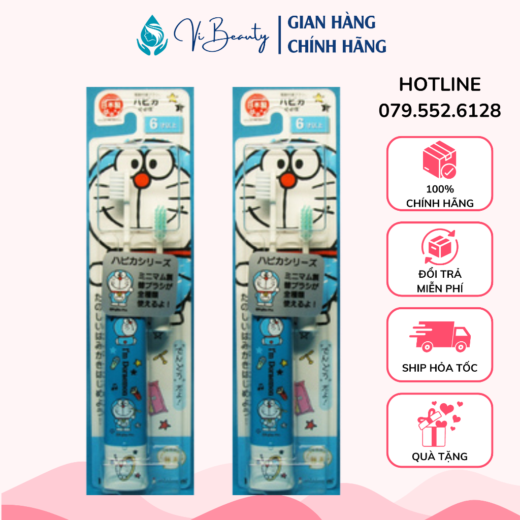 Bàn Chải Đánh Răng Điện Doraemon Hapika Blue Dành Cho Trẻ Từ 6 Tuổi Hàng Nội Địa Nhật
