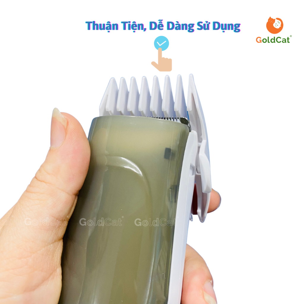 Tông Đơ Cắt Tóc Cho Bé GoldCat  Siêu Yên Tĩnh, Hút Tóc Chống Dặm Thông Minh, Động Cơ Cực Khỏe.Tặng Kèm Áo Choàng, Phủi T