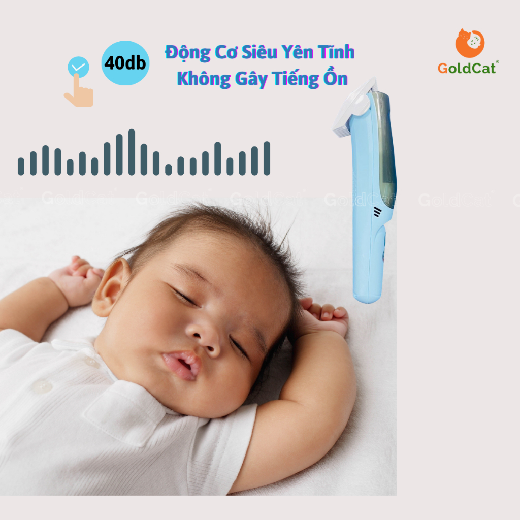 Tông Đơ Cắt Tóc Cho Bé GoldCat  Siêu Yên Tĩnh, Hút Tóc Chống Dặm Thông Minh, Động Cơ Cực Khỏe.Tặng Kèm Áo Choàng, Phủi T