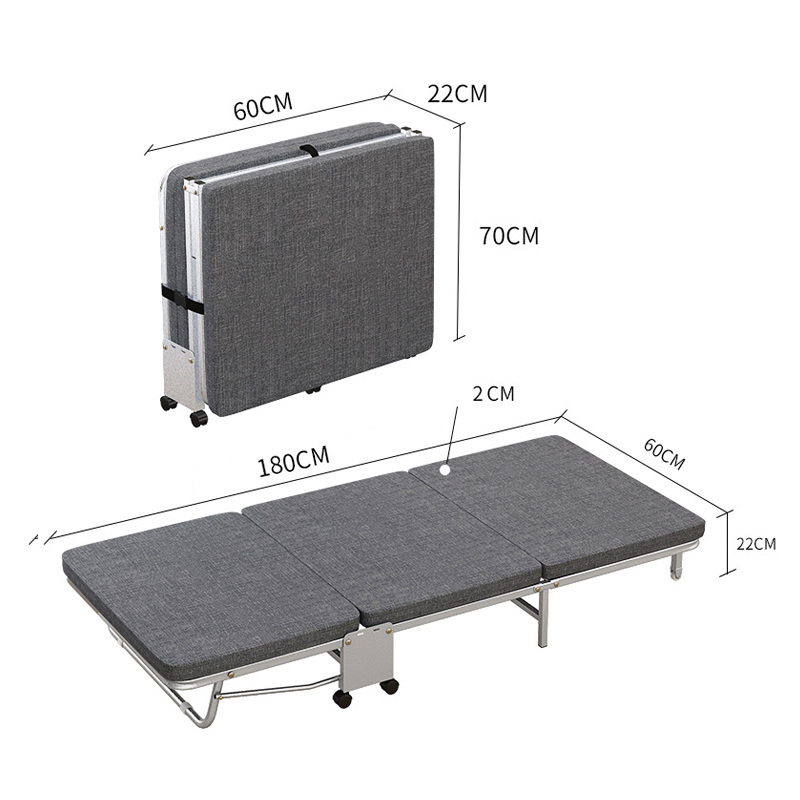 Giường gấp văn phòng gấp gọn thông minh có bánh xe Giường ngủ đơn thư giãn cao cấp kết cấu khung sắt Genz Pehouse