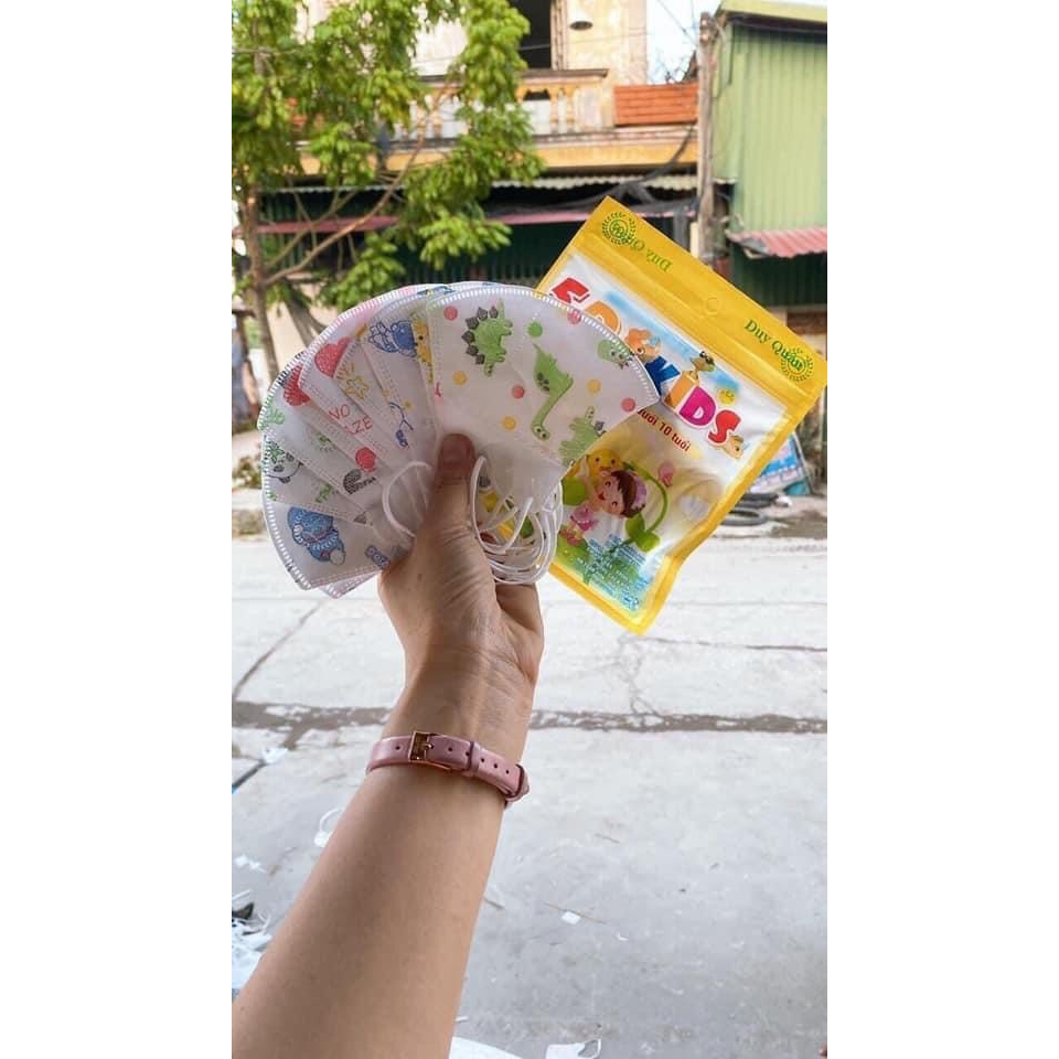 Khẩu trang bé , khẩu trang 5d bé Duy Quân , khẩu trang y tế bé in hình hoạ tiết từ 1-7 tuổi