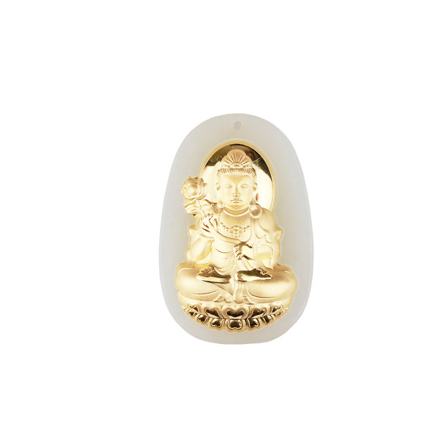 Mặt dây chuyền PBM Đại Thế Chí Bồ Tát Ngọc Nephrite Mạ Vàng là vị phật hộ mệnh những người tuổi Ngọ.