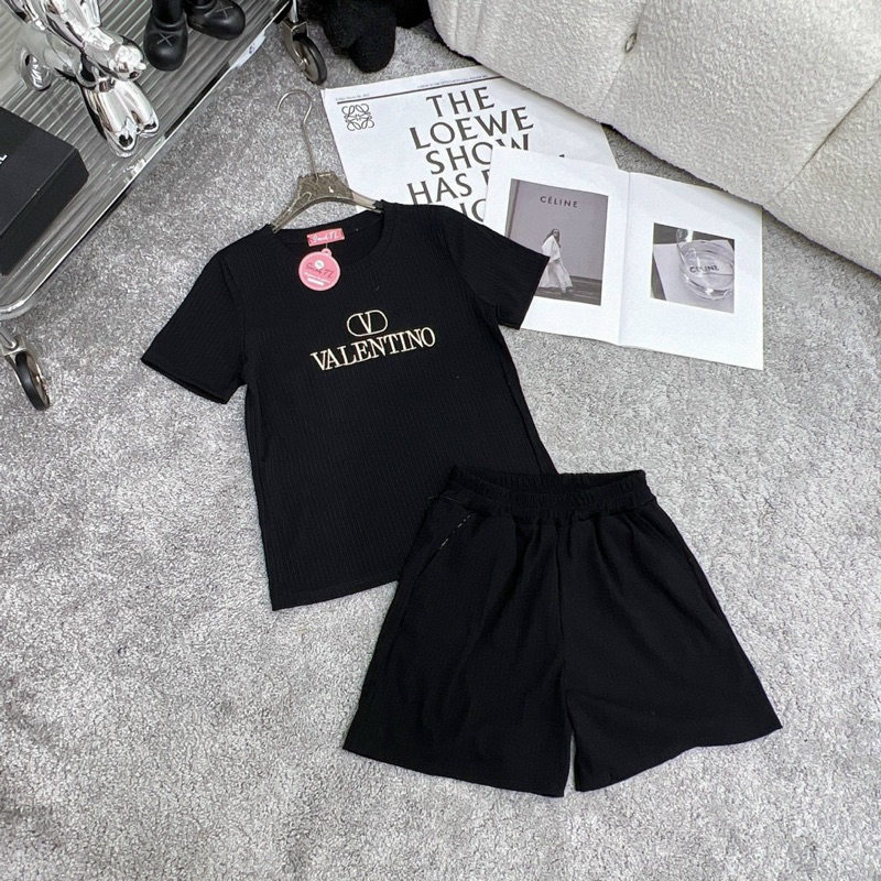 Bộ Tăm Áo Cộc Quần Đùi Phối Chữ Thêu Mã THL02