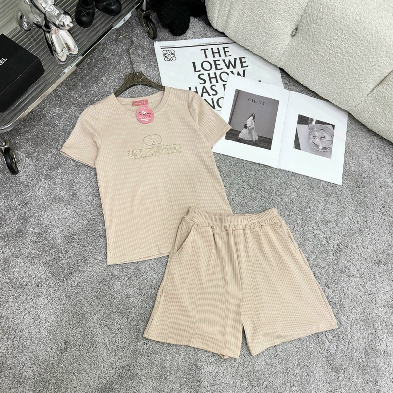 Bộ Tăm Áo Cộc Quần Đùi Phối Chữ Thêu Mã THL02