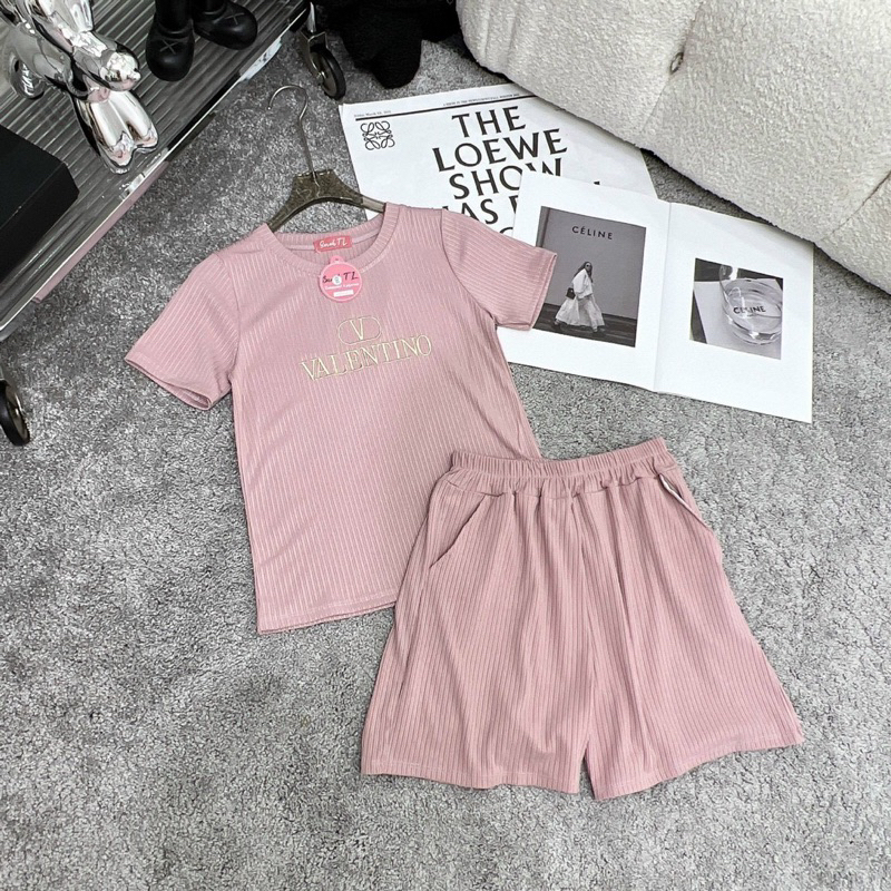 Bộ Tăm Áo Cộc Quần Đùi Phối Chữ Thêu Mã THL02