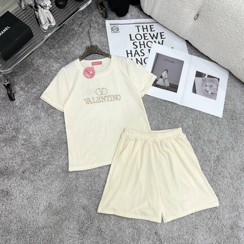 Bộ Tăm Áo Cộc Quần Đùi Phối Chữ Thêu Mã THL02