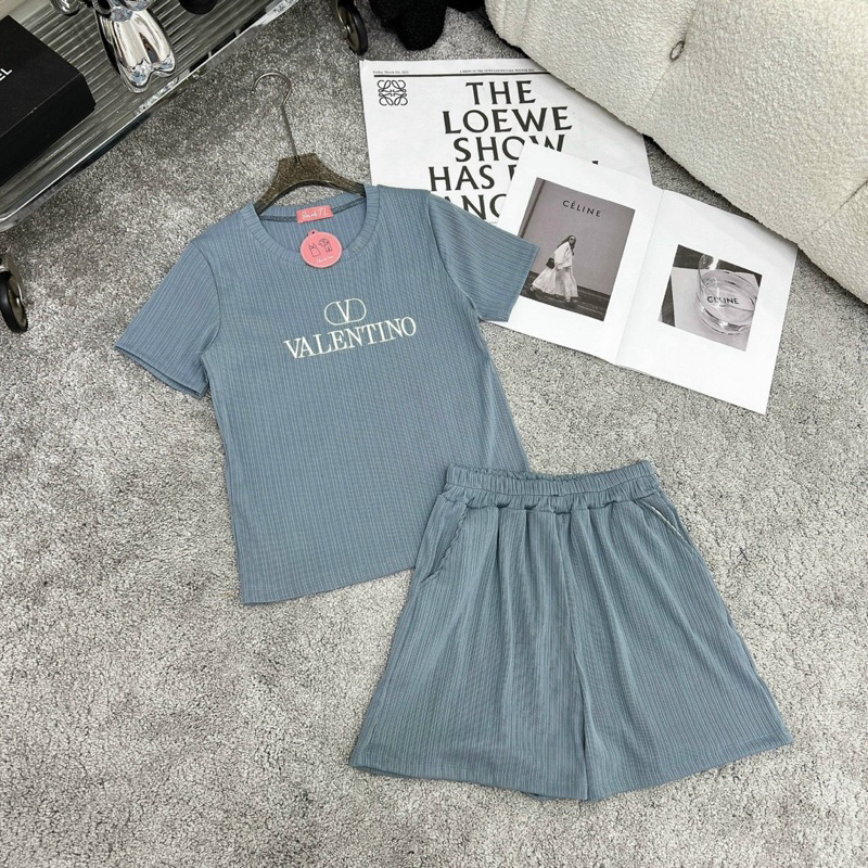 Bộ Tăm Áo Cộc Quần Đùi Phối Chữ Thêu Mã THL02