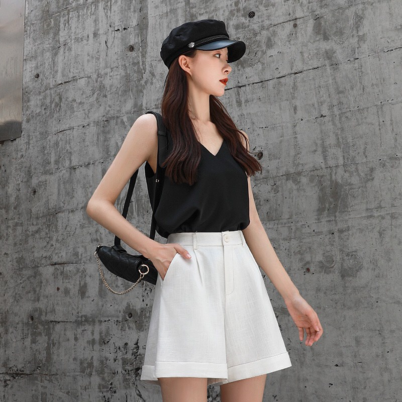 Quần đùi nữ gập gấu ống rộng đẹp cực dễ phối đồ, thời trang hè năng động thoáng mát, cam kết hàng giống ảnh Q05