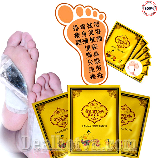 2 Miếng Dán Thải Độc Chân Thái Lan Lanna Foot Patch - Thải Độc Lòng Bàn Chân Giảm Nhức Mỏi