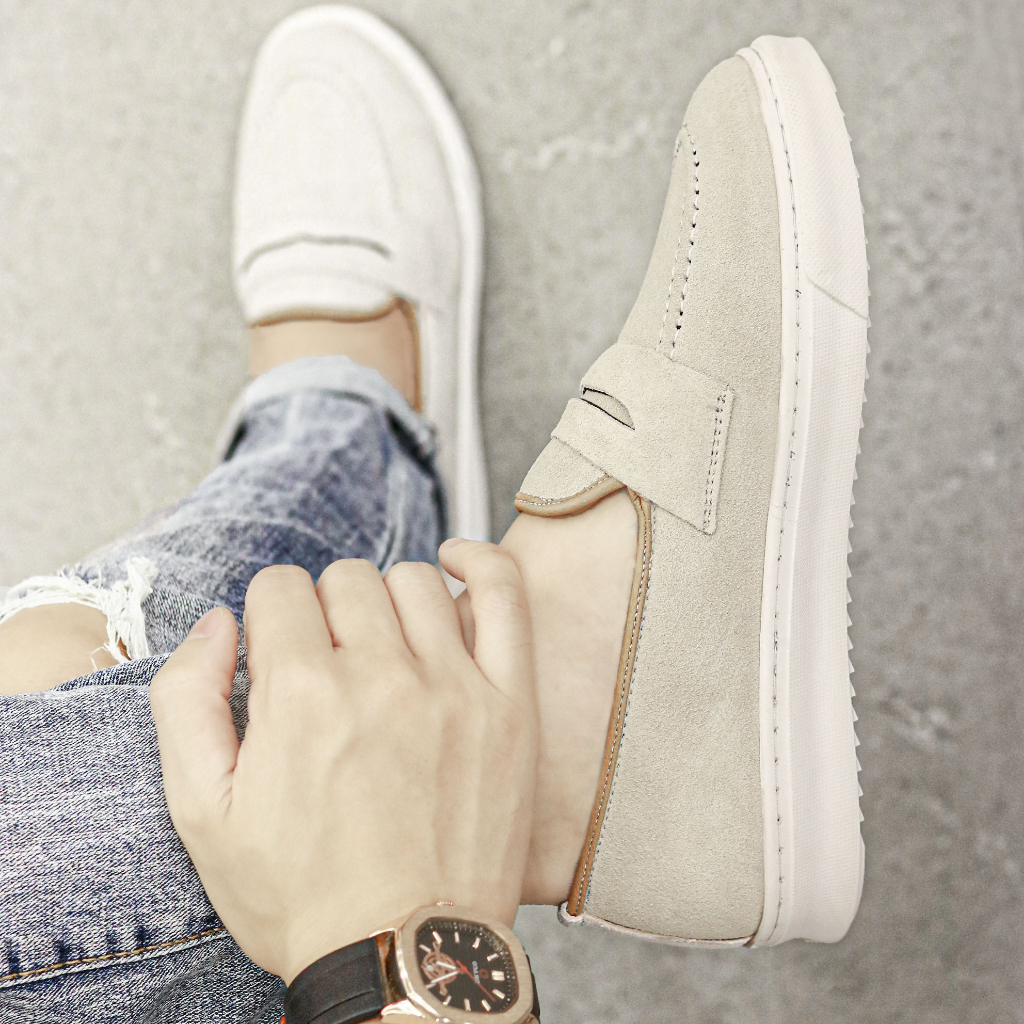 Giày lười nam cao cấp, giày slipon nam Xoăn Shop D07