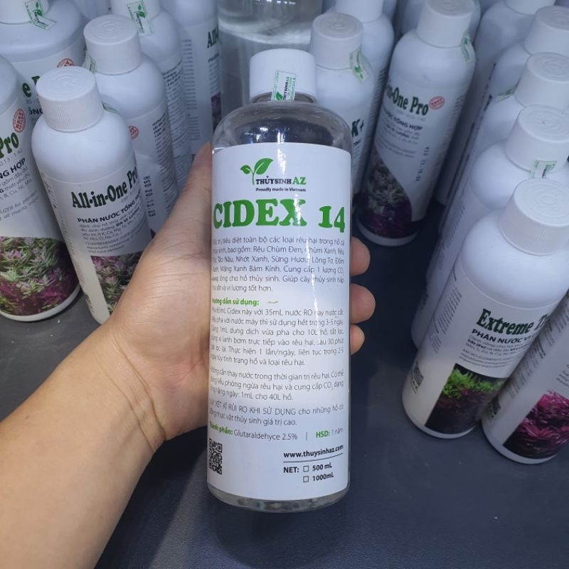CIDEX 14 (Chai 500 ml) THUYSINHAZ Chế phẩm diệt rêu hại cho hồ thủy sinh - Shop chuyên sỉ phụ kiện cá cảnh