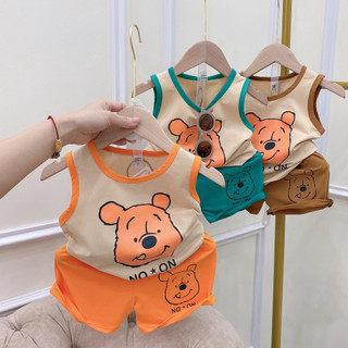 Bộ sát nách gấu pool 3 màu  cam. xanh, nâu cho bé trai bé gái