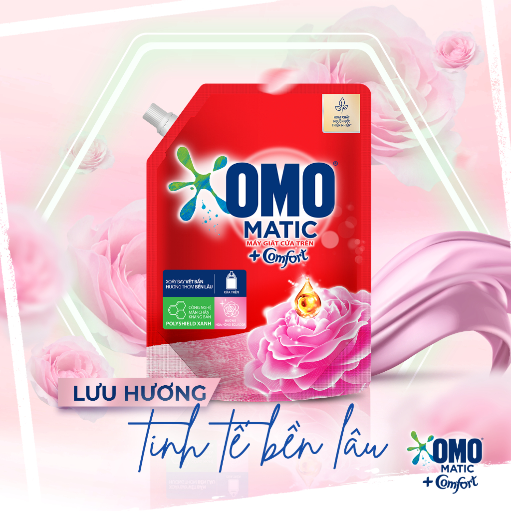 [HC GIFT] 2 Túi nước giặt OMO Matic Comfort Hương Hoa Hồng Ecuador 150g/túi