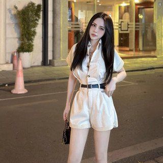 Jumpsuit da lộn túi ngực khuy cổ điển TKCC BAGEO