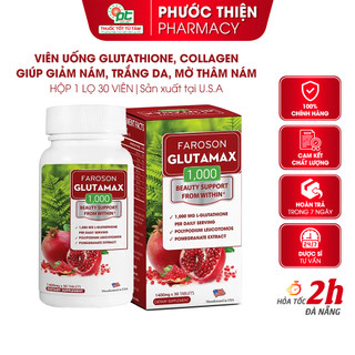 Viên uống trắng da, giảm mờ nám Glutathione Faroson Glutamax 1000 lọ 30 viên