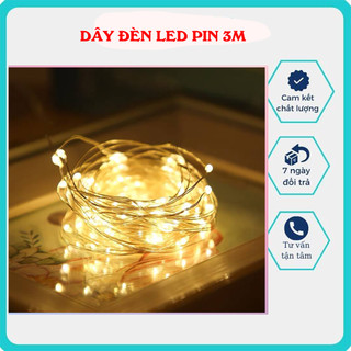 Dây đèn led đom đóm nhấp nháy màu vàng nắng có 3 chế độ nháy dùng pin trang trí decor