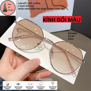 Kính đổi màu MACHY C1 kính cận có độ gọng kính cận nữ nam kim loại mắt kính tròn thời trang chống ánh sáng xanh
