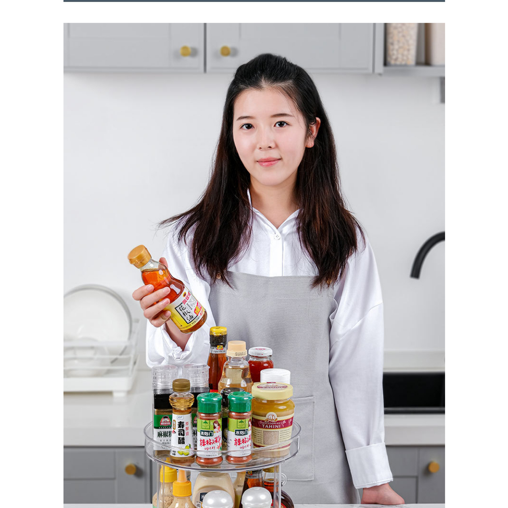 Khay Đựng Gia Vị Xoay 360 Độ Đa Năng Sang Trọng Cho Nhà Bếp, Kệ Gia Vị Xoay Nhựa ABS Trong Suốt OENEN