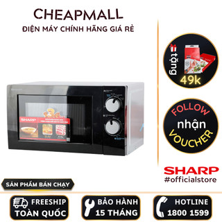 Lò vi sóng Sharp R-208VN-WS 20 lít 700W núm xoay cơ điều chỉnh nhiệt độ thời gian không nướng - CheapMall