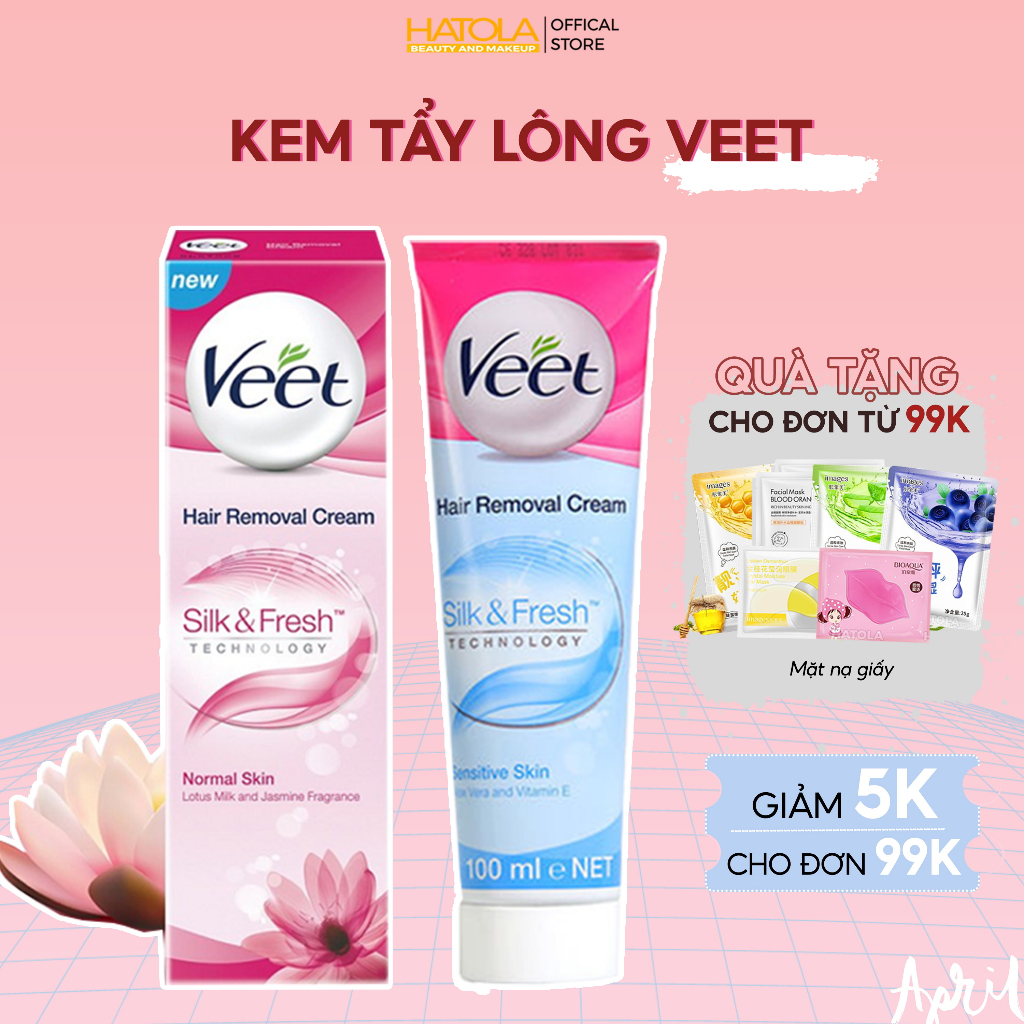 Kem tẩy lông Veet triệt lông Veet Pháp 100ml tẩy lông tay, lông chân và lông dưới vùng cánh tay Hatola