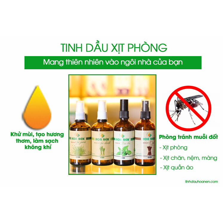 Chai xịt Tinh Dầu Sả Java 100ml - Hoa Nén - Hương hoang dã, khử mùi, ẩm mốc, đuổi muỗi, côn trùng