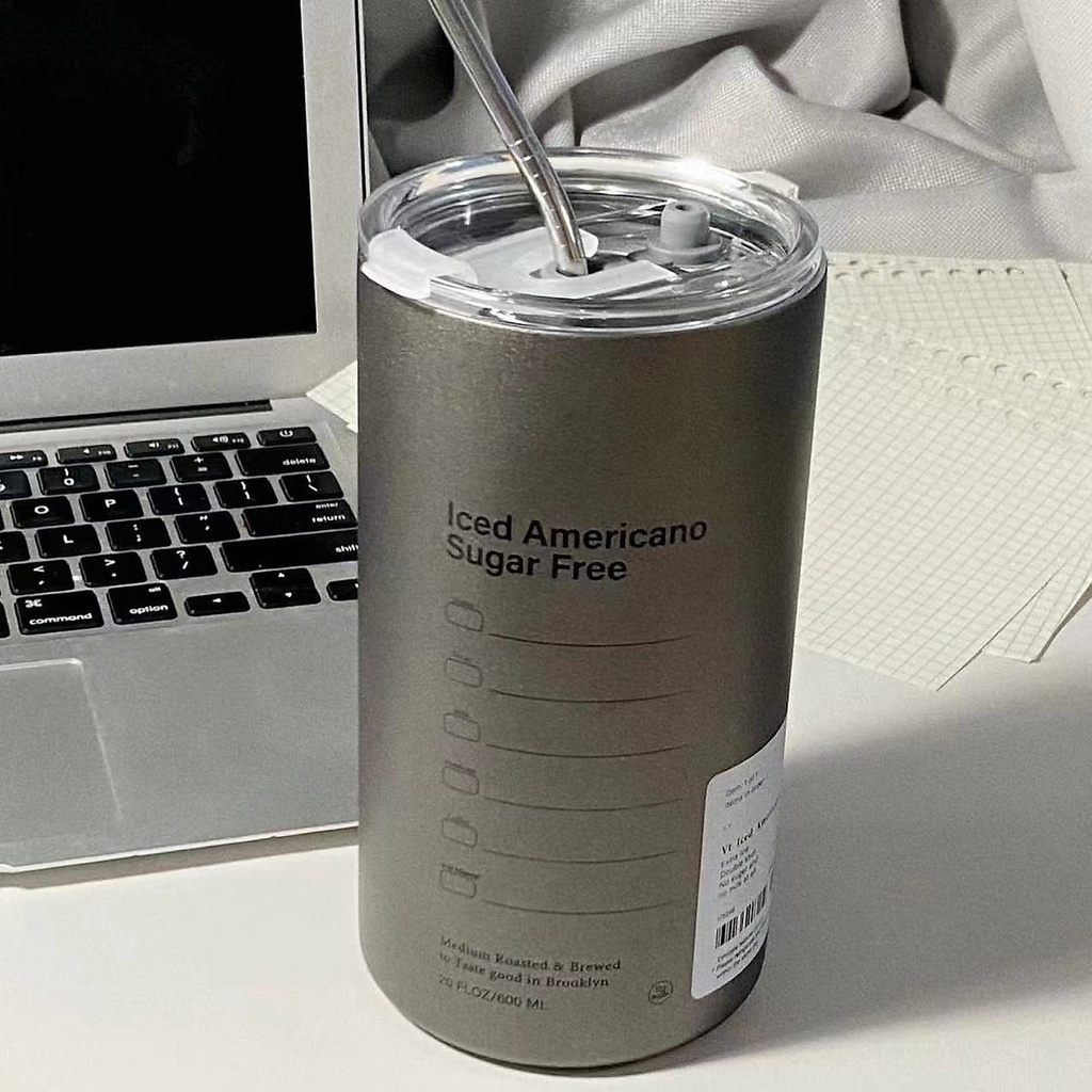 Ly Giữ Nhiệt Iced Americano Inox 304 Cao Cấp Không, Cốc Uống Nước Giữ Nhiệt Có Ống Hút Siêu Tiện